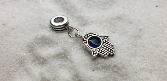 FATIMAS HAND Metall Dreadschmuck / Dread Charm / Flecht Perle und Anhänger mit drehbarem Glücksauge