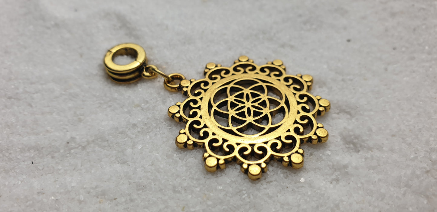 MANDALA Metall Dreadschmuck / Dread Charm / Flecht Perle und Anhänger mit großem Mandala Anhänger