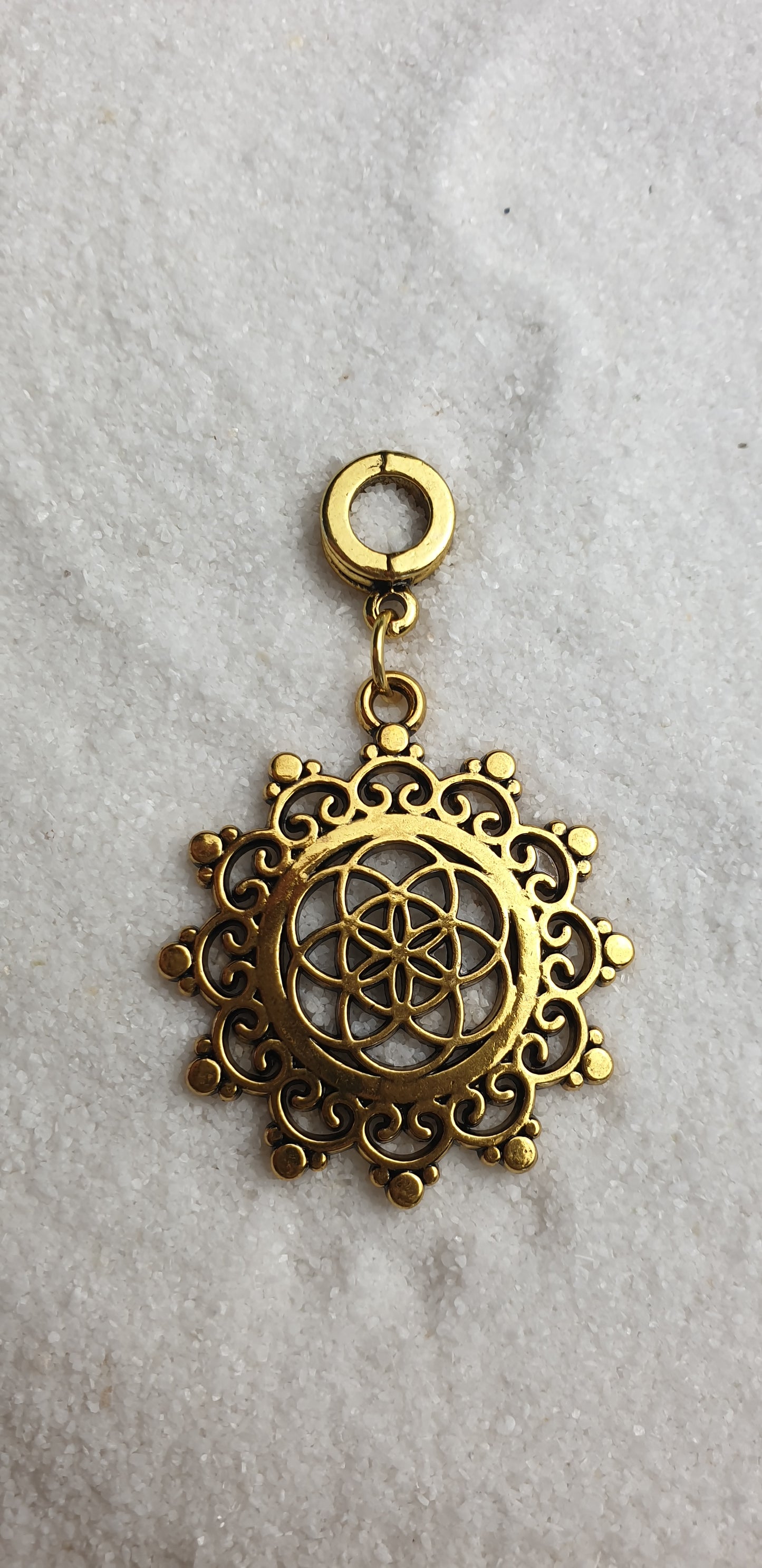 MANDALA Metall Dreadschmuck / Dread Charm / Flecht Perle und Anhänger mit großem Mandala Anhänger
