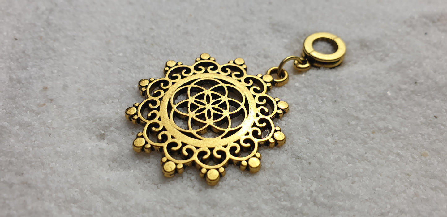 MANDALA Metall Dreadschmuck / Dread Charm / Flecht Perle und Anhänger mit großem Mandala Anhänger