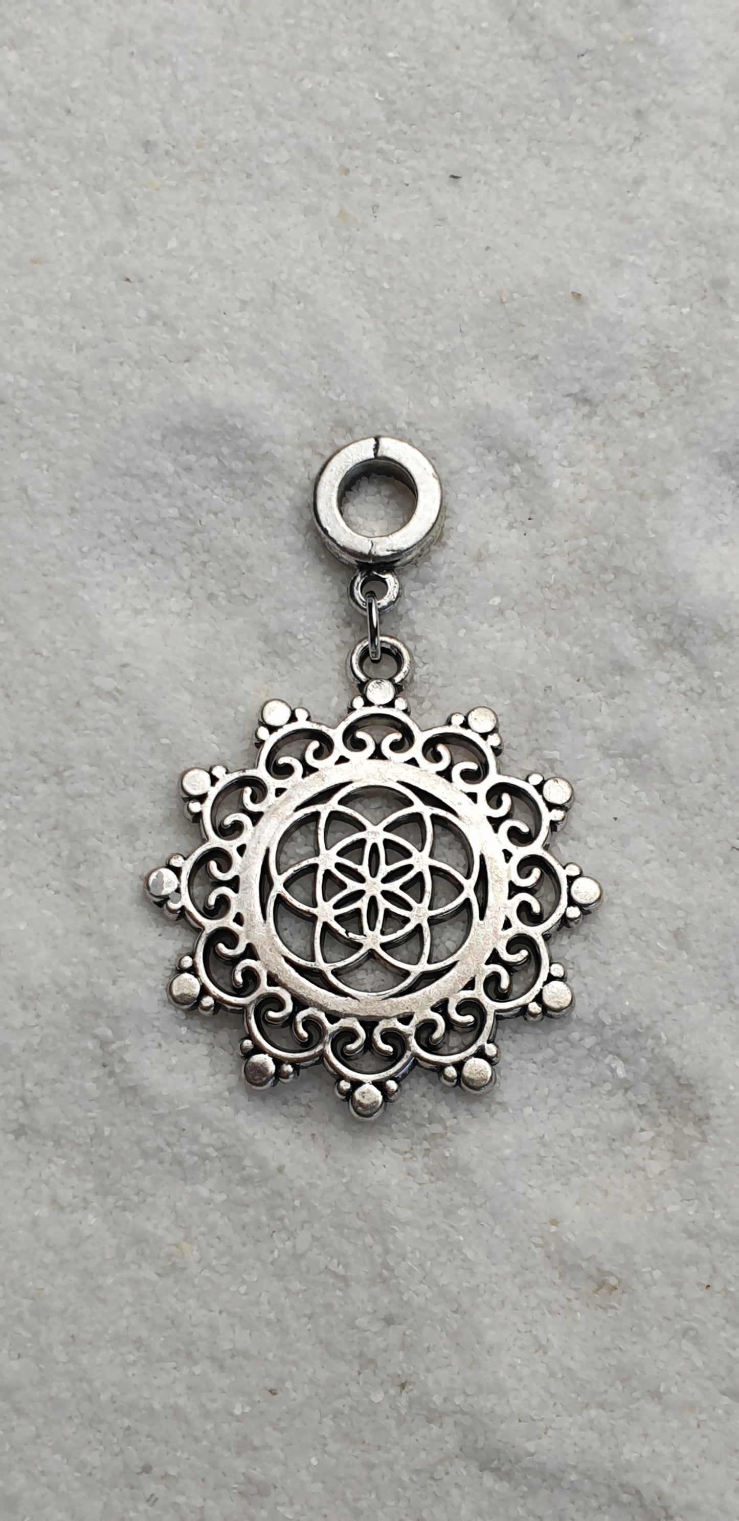 MANDALA Metall Dreadschmuck / Dread Charm / Flecht Perle und Anhänger mit großem Mandala Anhänger