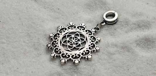 MANDALA Metall Dreadschmuck / Dread Charm / Flecht Perle und Anhänger mit großem Mandala Anhänger