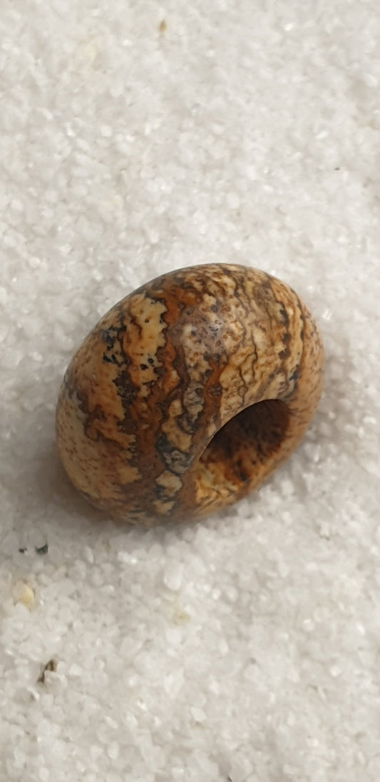 BRAUNER BILDJASPIS Naturstein Dreadschmuck / Dread Perle / Flecht Perle aus Feldspathquarz