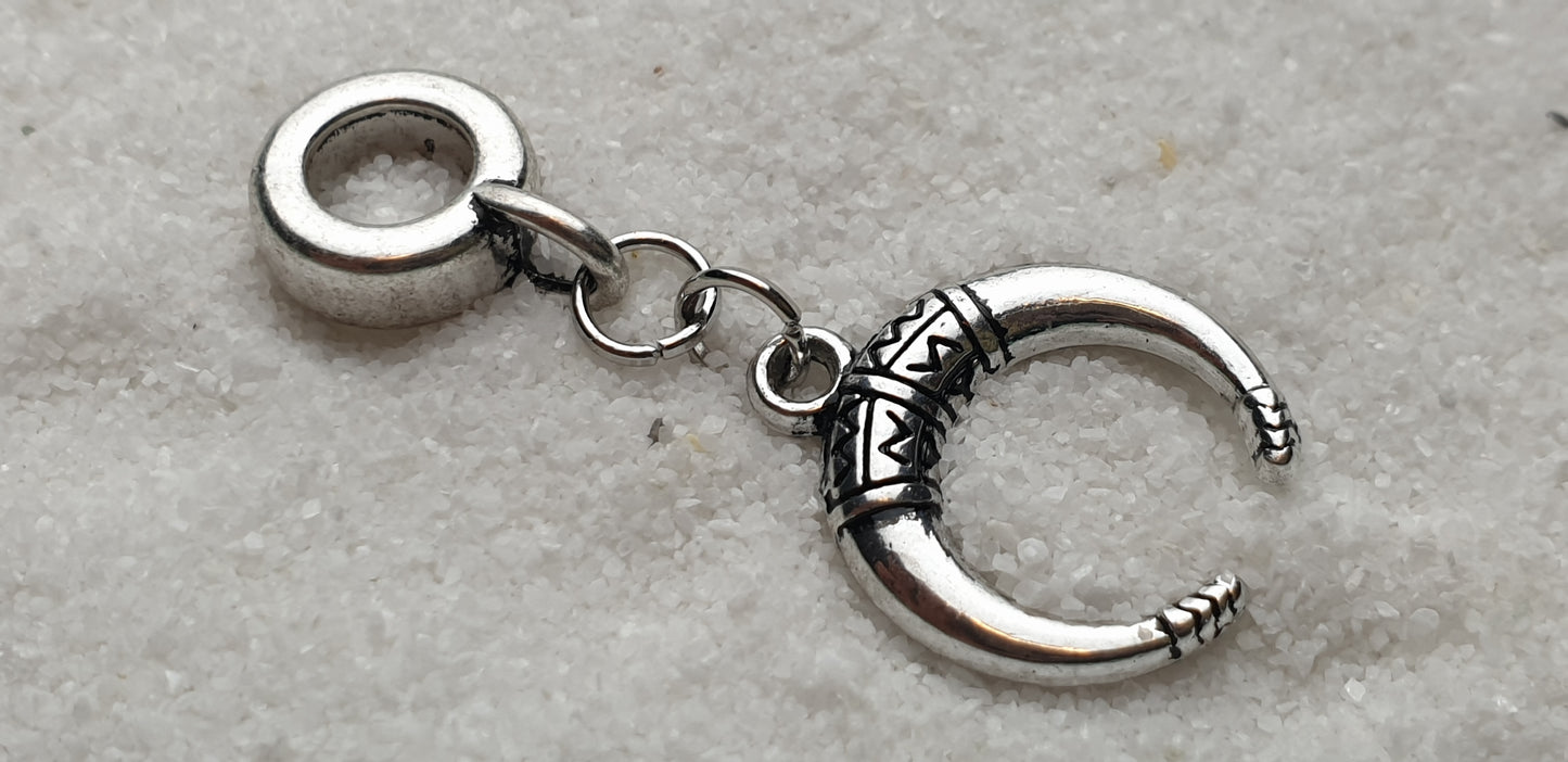 HORNED GODDESS Metall Dreadschmuck / Dread Charm / Flecht Perle mit Hörner Anhänger