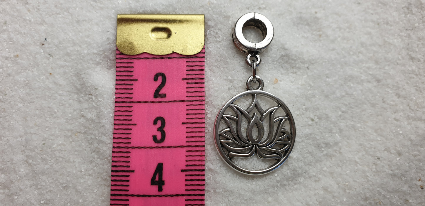 LOTUS Metall Dreadschmuck / Dread Charm / Flecht Perle und Anhänger mit Lotus Motiv