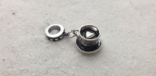 KAFFEE SCHWARZ Metall Dreadschmuck / Dreadring / Dread Charm / Flecht Perle mit Motiv Anhänger, Miniatur Kaffeetasse
