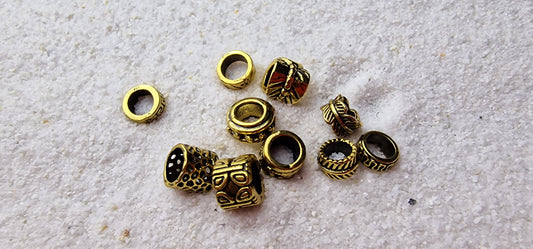 THE VIKING PROJECT Mixed Basic Beads: 10 verschiedene Ringe & Tubes im Set, Metall Dreadschmuck / Dread Ringe / Flecht Perlen