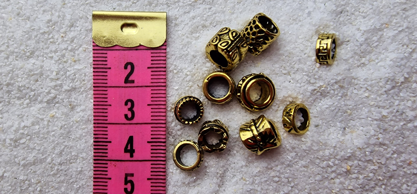 THE VIKING PROJECT Mixed Basic Beads: 10 verschiedene Ringe & Tubes im Set, Metall Dreadschmuck / Dread Ringe / Flecht Perlen