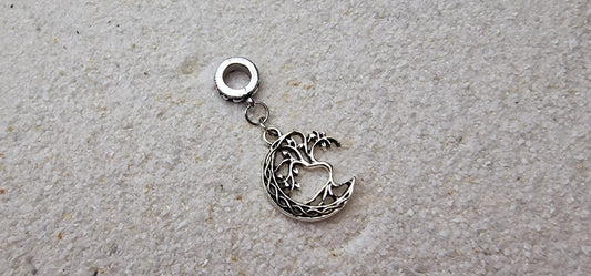 RAUHNACHT Metall Dreadschmuck / Dreadring / Dread Charm / Flecht Perle und Halbmond-Anhänger mit Tribal-Baum