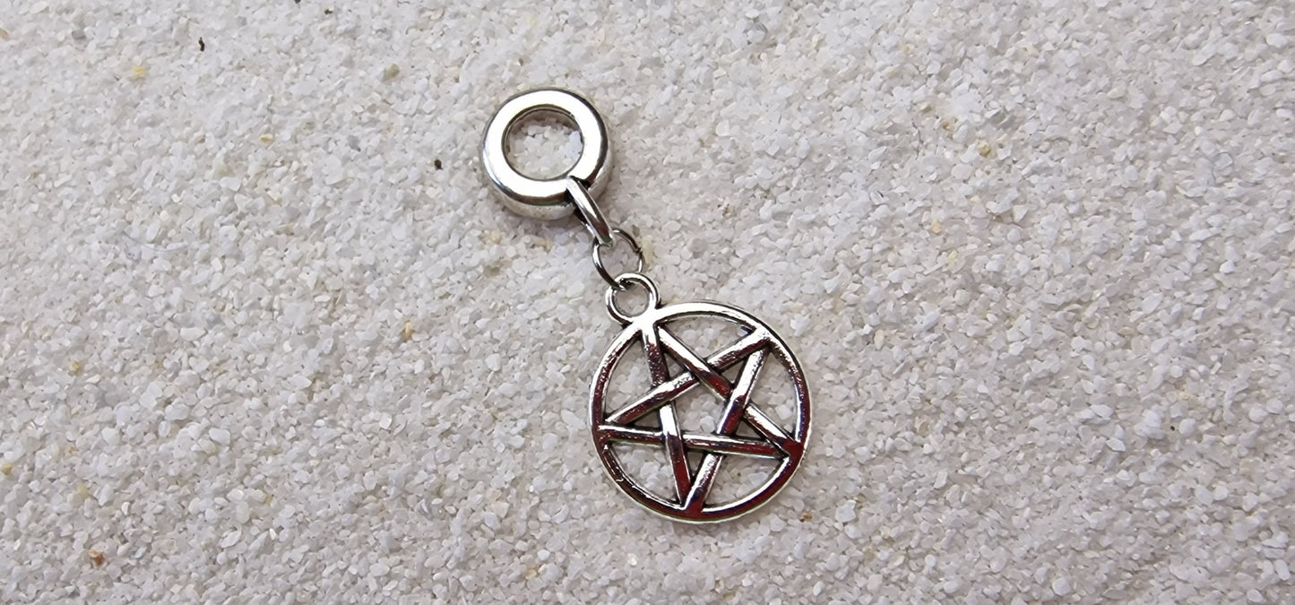 SUMMONER Metall Dreadring / Dread Charm / Flecht Perle und Anhänger mit Pentagramm