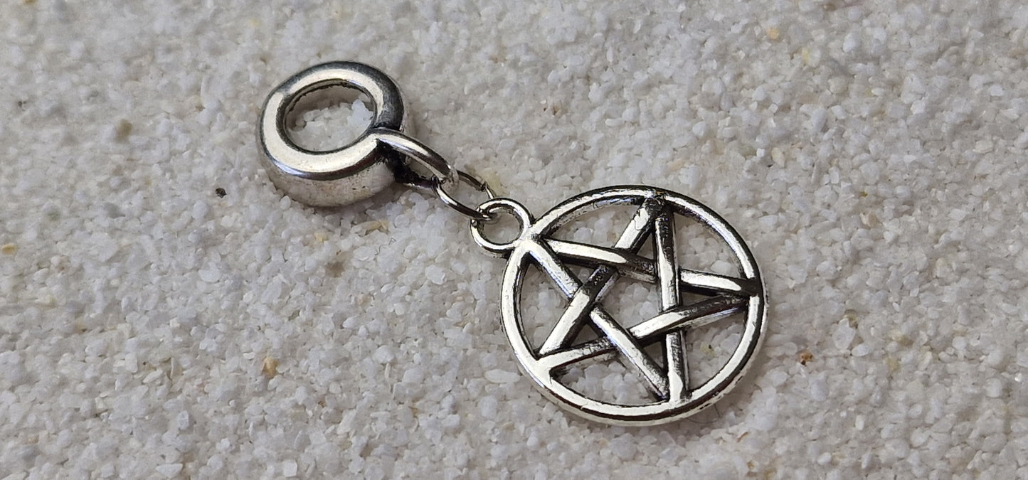 SUMMONER Metall Dreadring / Dread Charm / Flecht Perle und Anhänger mit Pentagramm