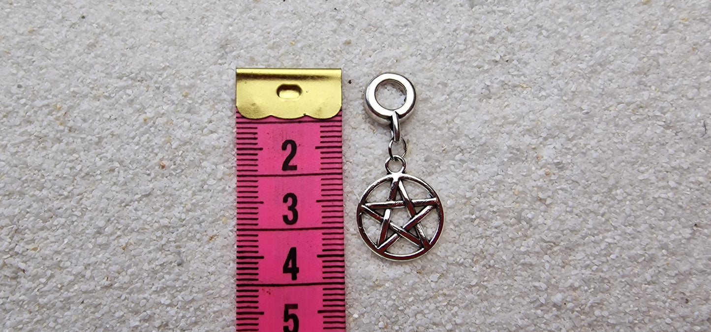 SUMMONER Metall Dreadring / Dread Charm / Flecht Perle und Anhänger mit Pentagramm