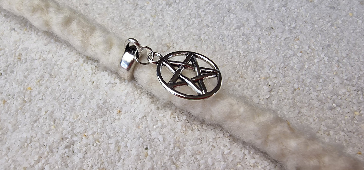 SUMMONER Metall Dreadring / Dread Charm / Flecht Perle und Anhänger mit Pentagramm