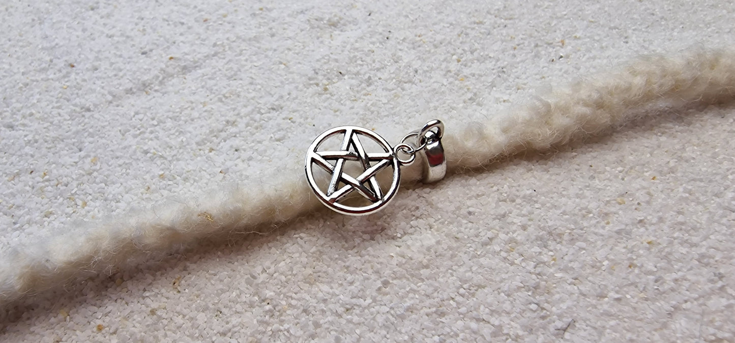 SUMMONER Metall Dreadring / Dread Charm / Flecht Perle und Anhänger mit Pentagramm