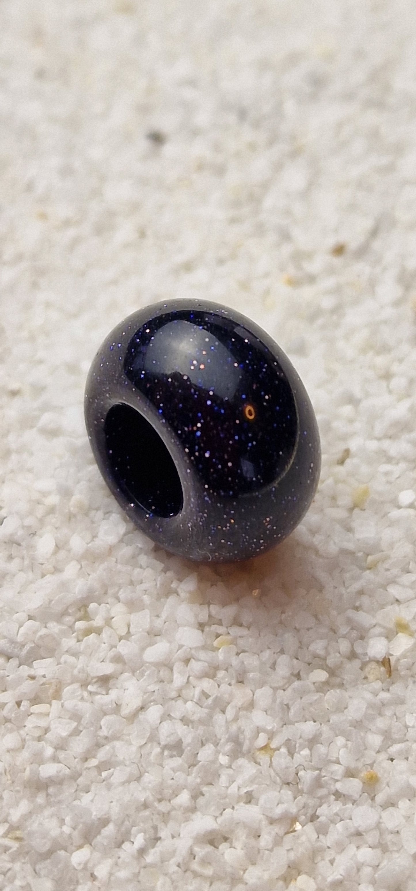 BLUE SANDSTONE Große Natursteinperle Dreadschmuck / Dread Perle / Flecht Perle aus Blaufluss