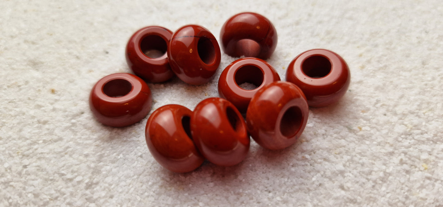 ROTER JASPIS Naturstein Dreadschmuck / Dread Perle / Flecht Perle aus Feldspathquarz