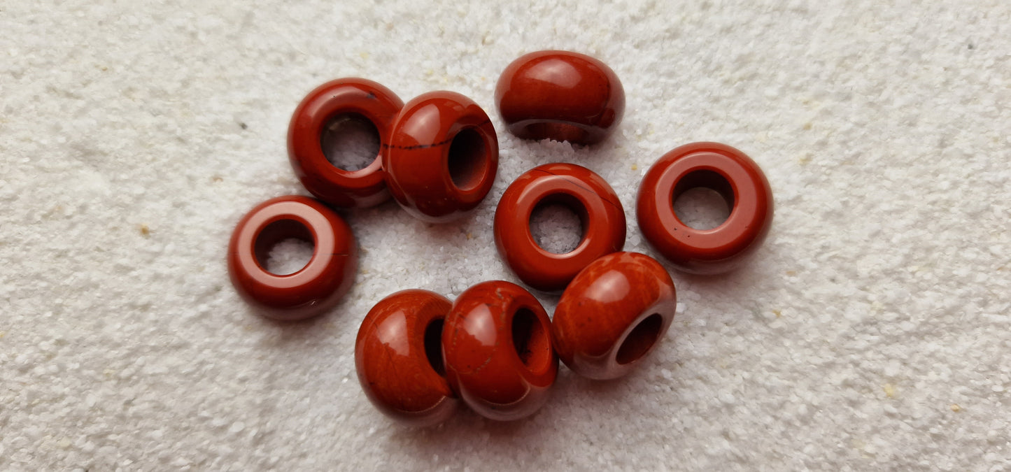 ROTER JASPIS Naturstein Dreadschmuck / Dread Perle / Flecht Perle aus Feldspathquarz