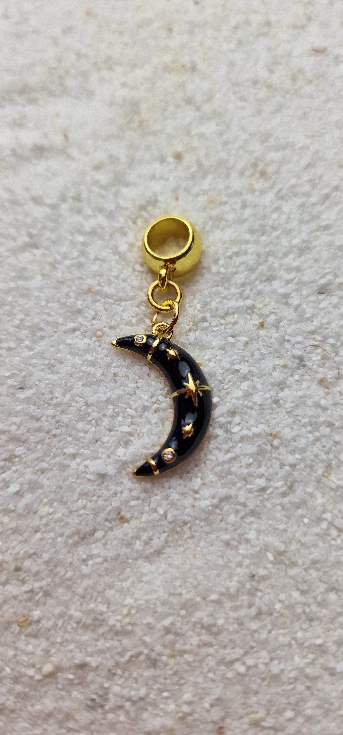 MOON Metall Dreadschmuck / Dread Charm / Flecht Perle mit emailliertem Mond Anhänger