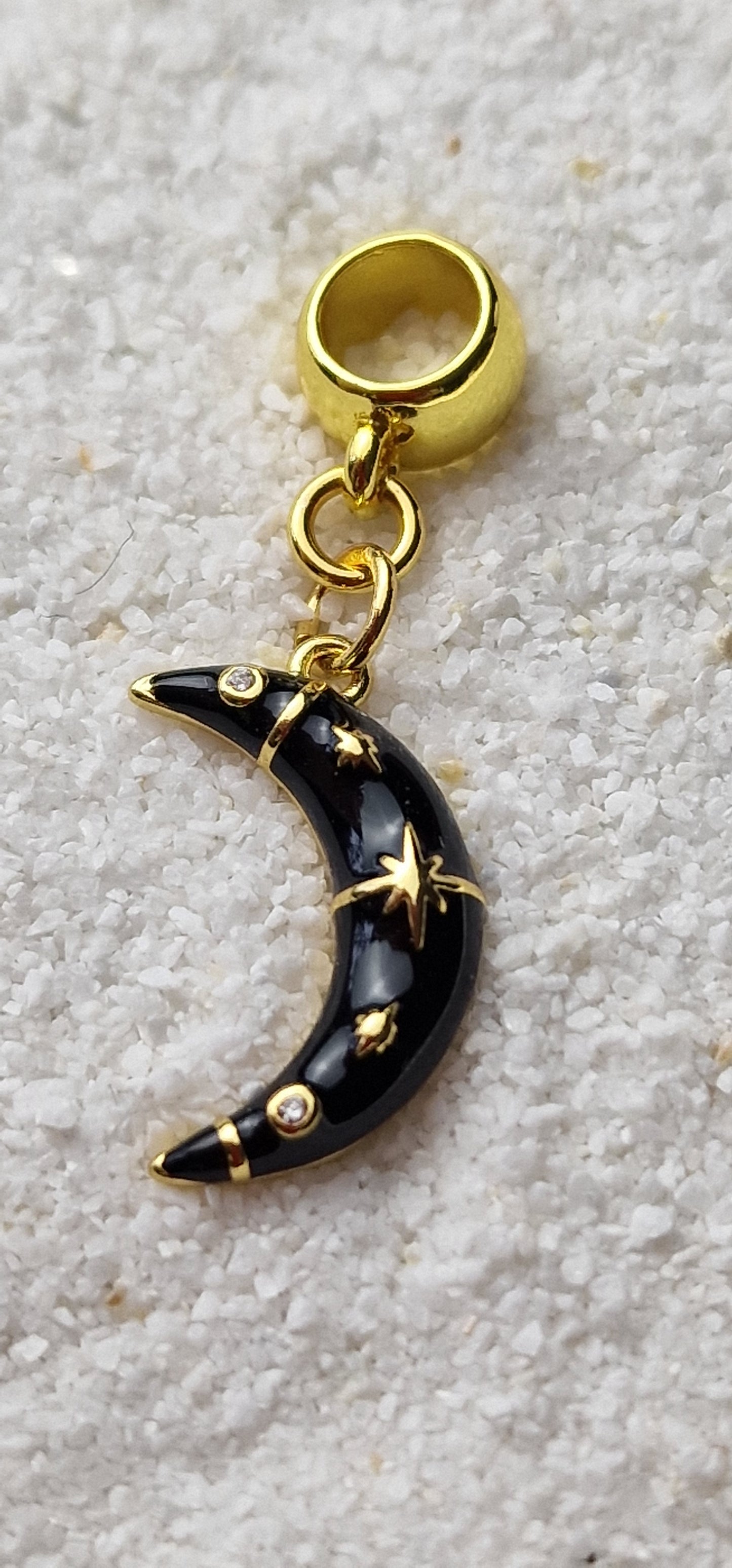 MOON Metall Dreadschmuck / Dread Charm / Flecht Perle mit emailliertem Mond Anhänger