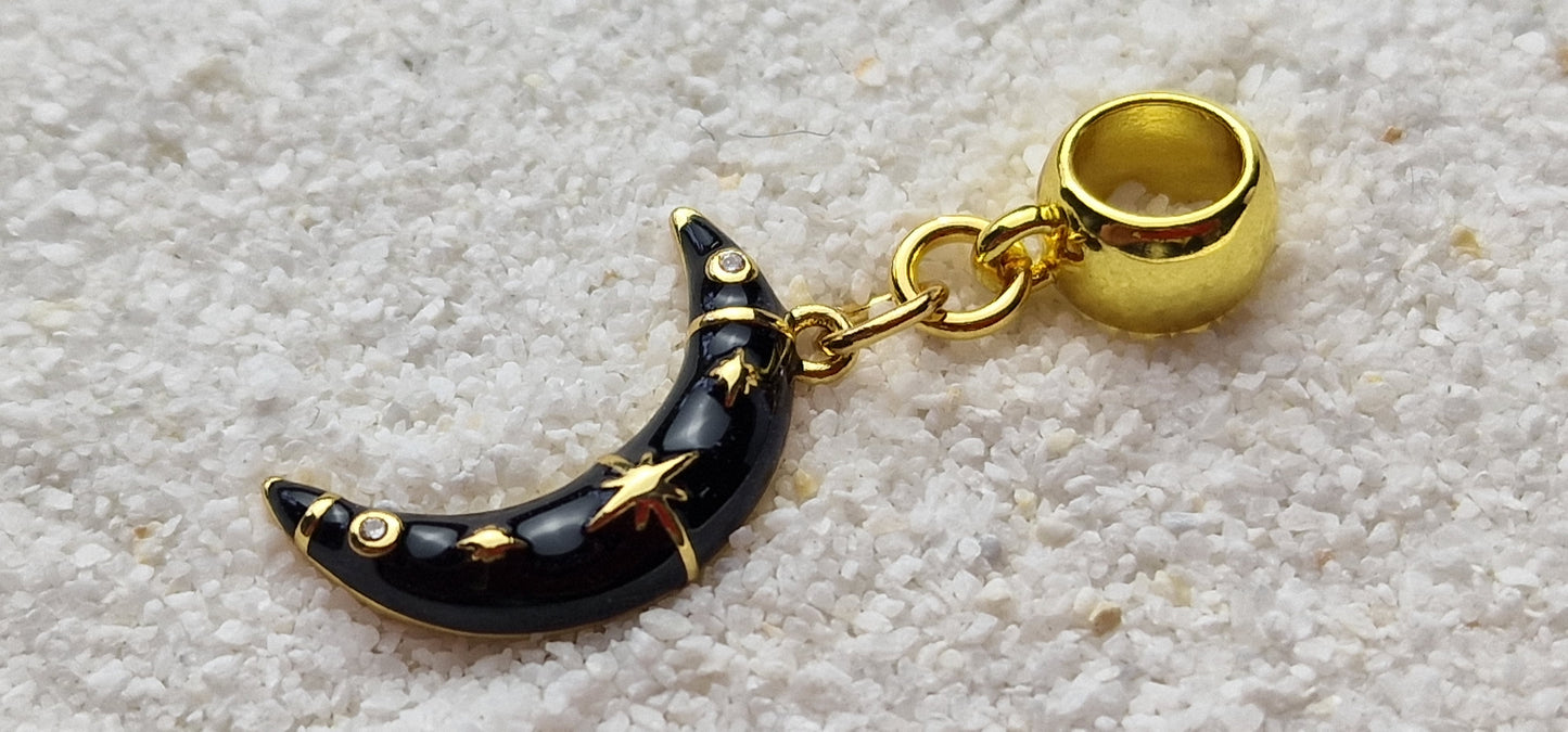 MOON Metall Dreadschmuck / Dread Charm / Flecht Perle mit emailliertem Mond Anhänger