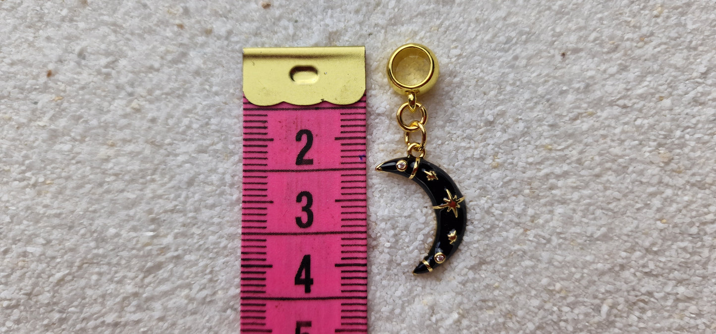 MOON Metall Dreadschmuck / Dread Charm / Flecht Perle mit emailliertem Mond Anhänger