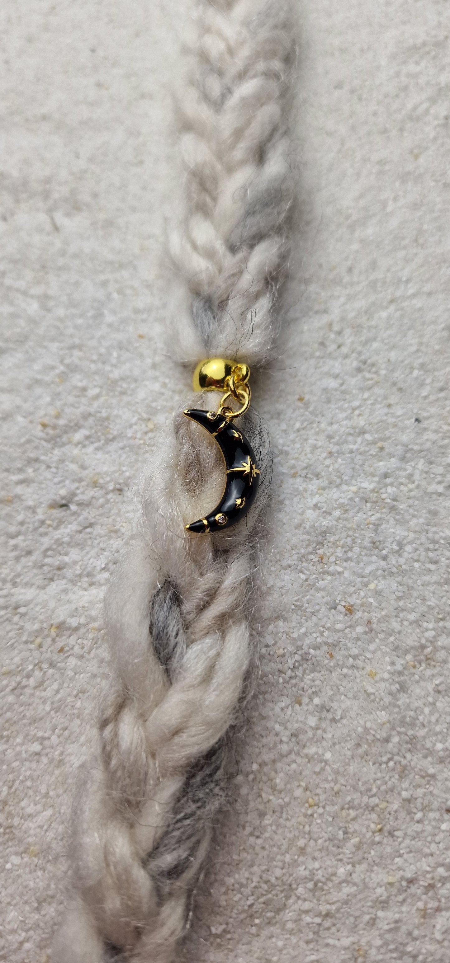 MOON Metall Dreadschmuck / Dread Charm / Flecht Perle mit emailliertem Mond Anhänger