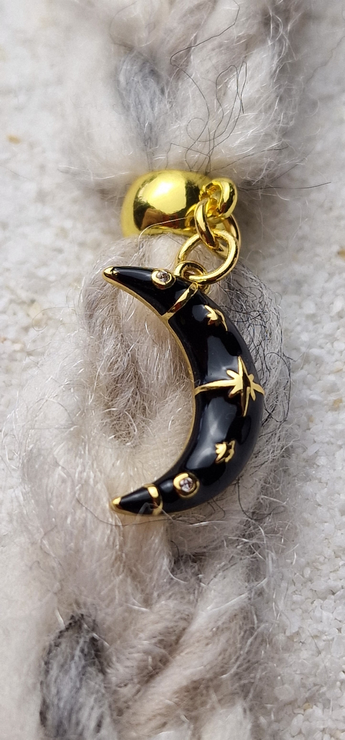 MOON Metall Dreadschmuck / Dread Charm / Flecht Perle mit emailliertem Mond Anhänger