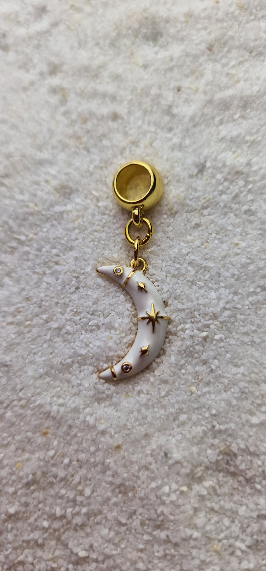 MOON Metall Dreadschmuck / Dread Charm / Flecht Perle mit emailliertem Mond Anhänger