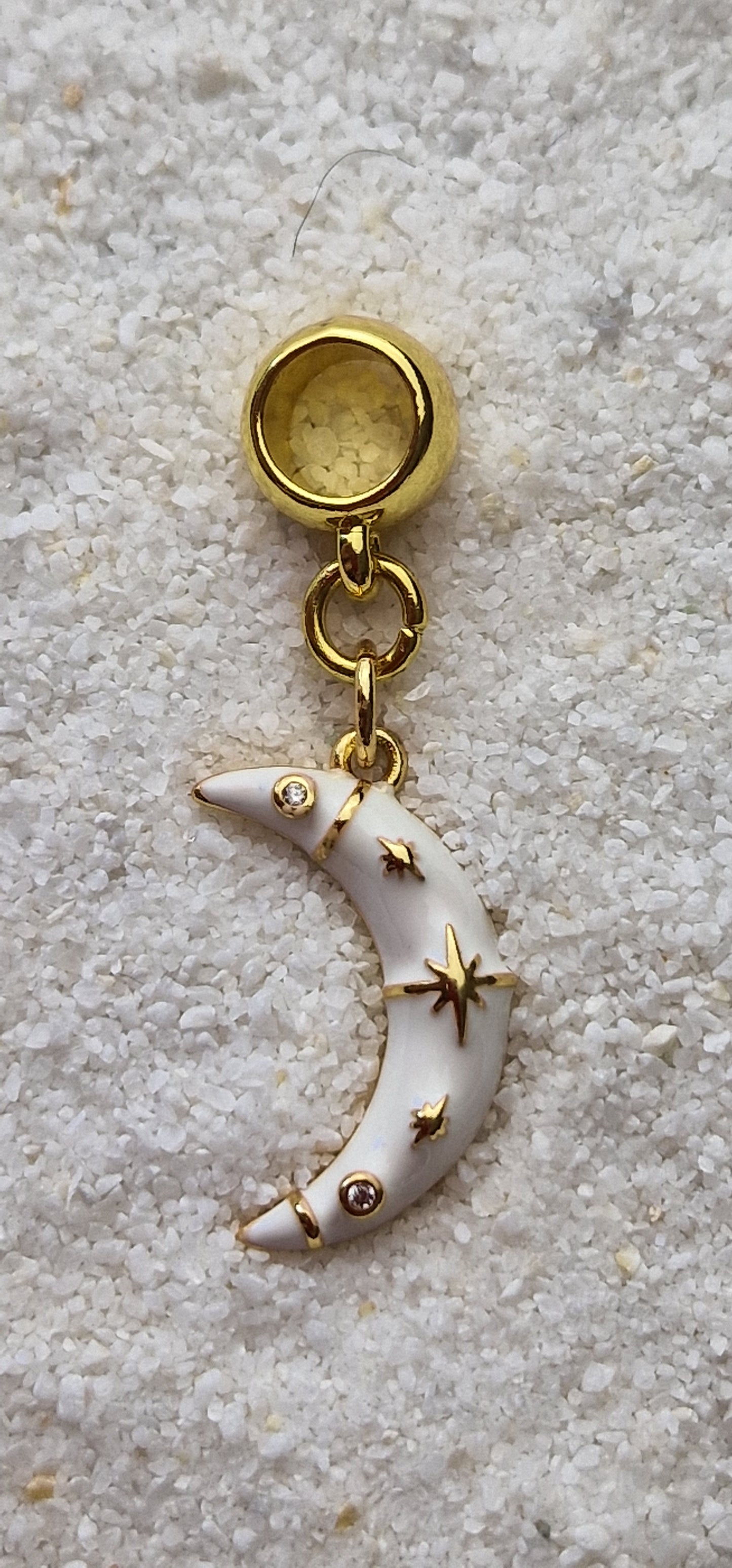 MOON Metall Dreadschmuck / Dread Charm / Flecht Perle mit emailliertem Mond Anhänger