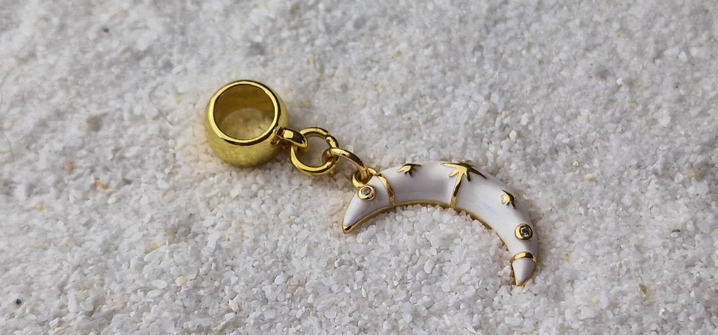 MOON Metall Dreadschmuck / Dread Charm / Flecht Perle mit emailliertem Mond Anhänger
