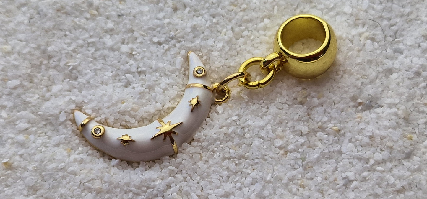 MOON Metall Dreadschmuck / Dread Charm / Flecht Perle mit emailliertem Mond Anhänger