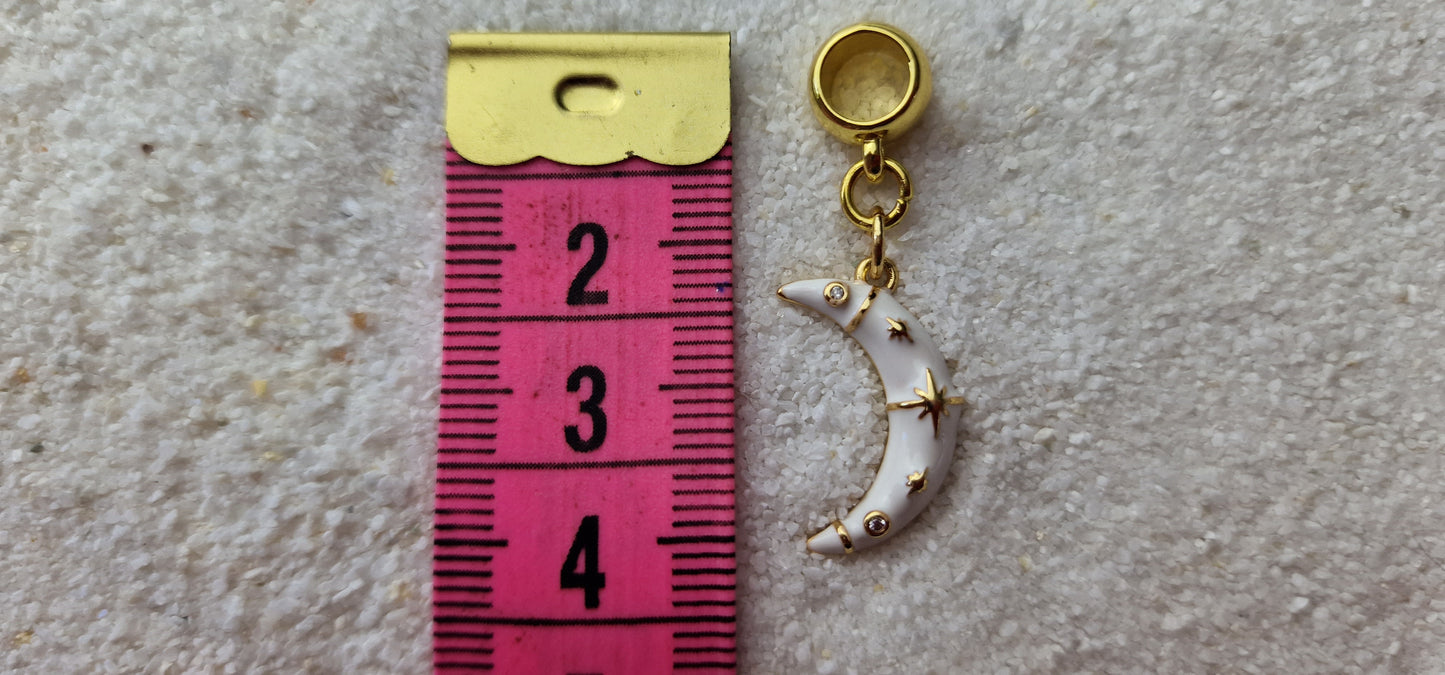 MOON Metall Dreadschmuck / Dread Charm / Flecht Perle mit emailliertem Mond Anhänger