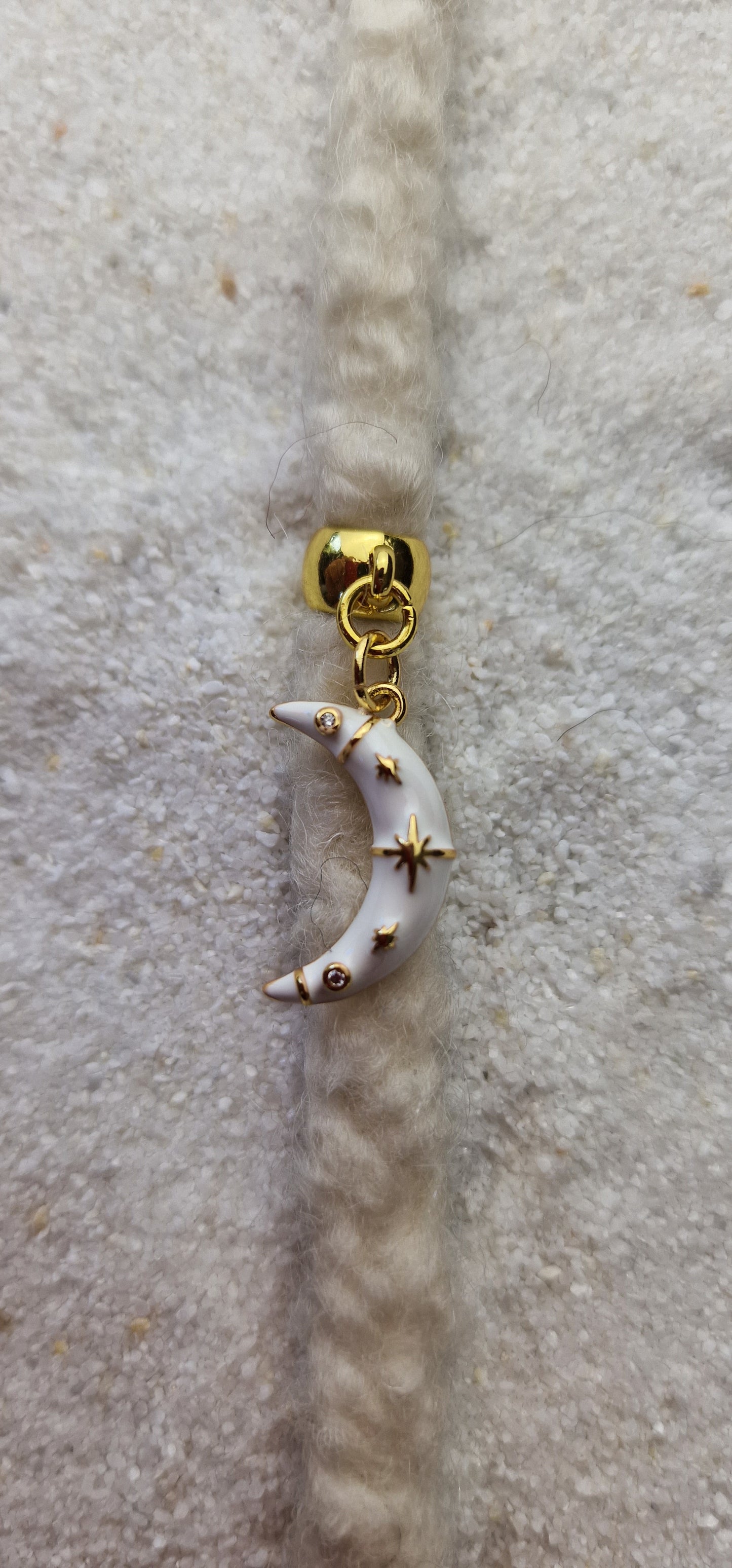 MOON Metall Dreadschmuck / Dread Charm / Flecht Perle mit emailliertem Mond Anhänger