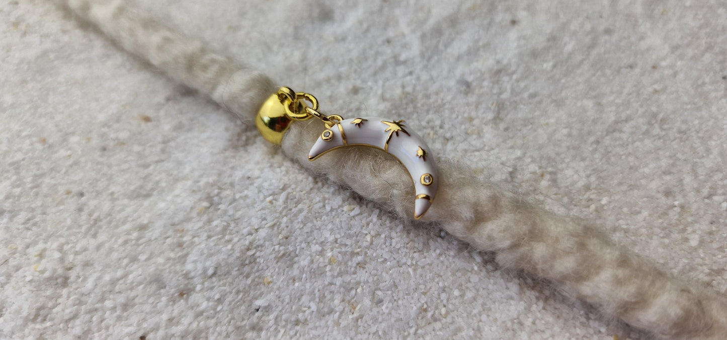MOON Metall Dreadschmuck / Dread Charm / Flecht Perle mit emailliertem Mond Anhänger