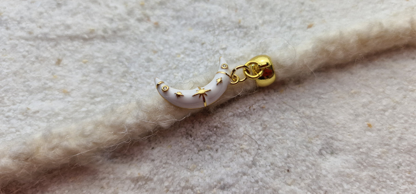 MOON Metall Dreadschmuck / Dread Charm / Flecht Perle mit emailliertem Mond Anhänger