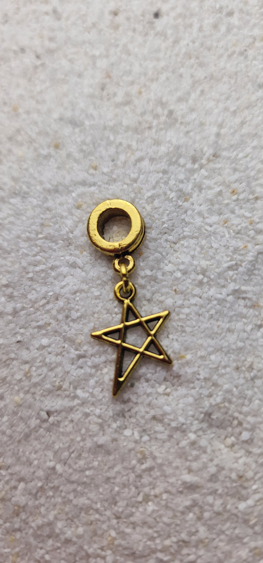 PENTAGRAMM Metall Dreadschmuck / Dread Charm / Flecht Perle mit Pentagramm Anhänger