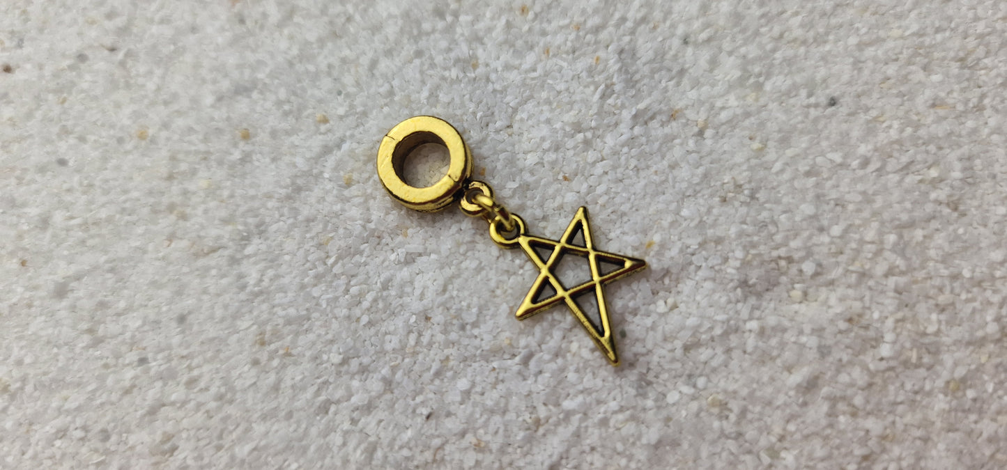 PENTAGRAMM Metall Dreadschmuck / Dread Charm / Flecht Perle mit Pentagramm Anhänger