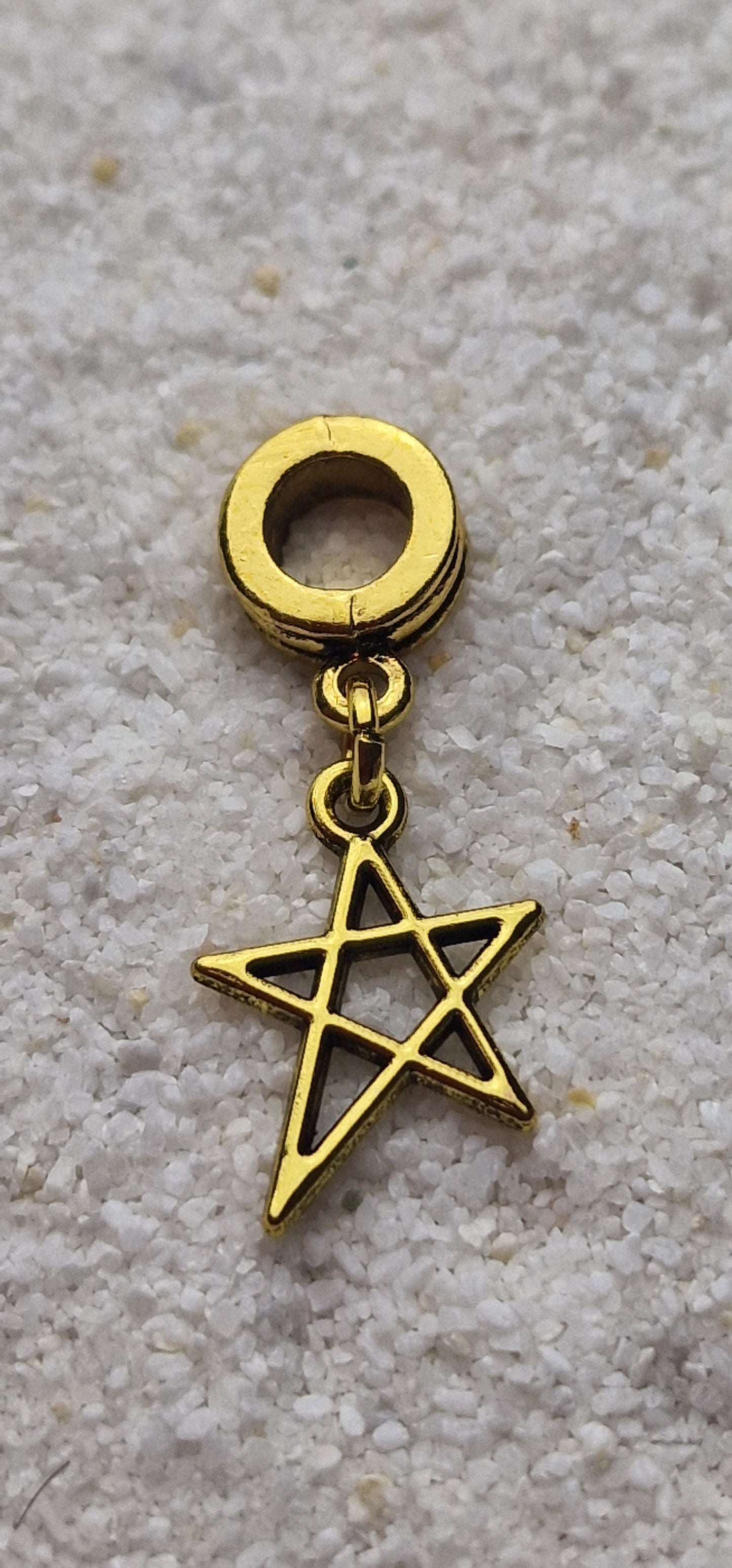 PENTAGRAMM Metall Dreadschmuck / Dread Charm / Flecht Perle mit Pentagramm Anhänger