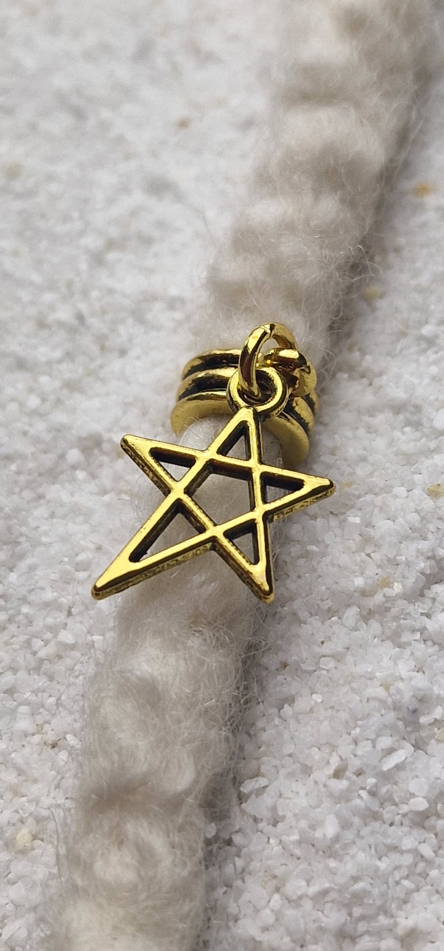 PENTAGRAMM Metall Dreadschmuck / Dread Charm / Flecht Perle mit Pentagramm Anhänger