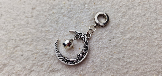 JINGLE MOON Metall Dreadschmuck / Dread Charm / Flecht Perle und Anhänger mit Mondgesicht und kleiner Glocke