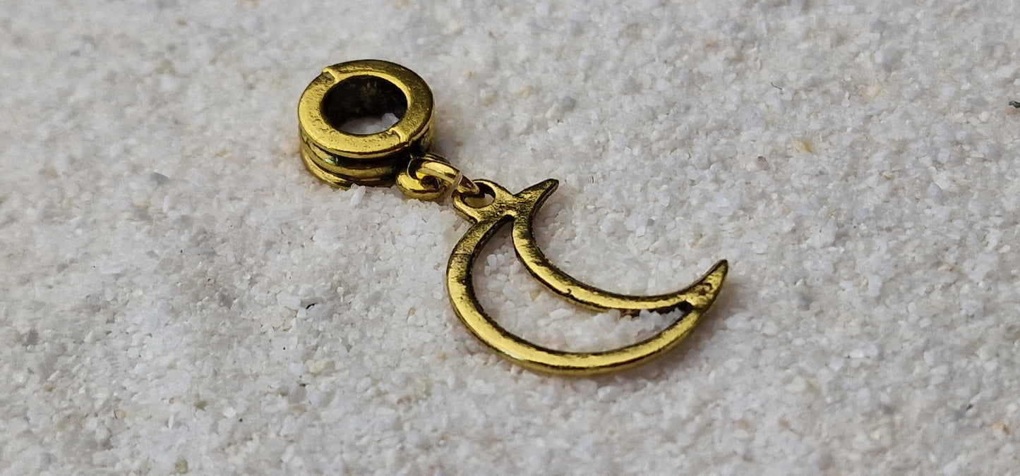 LUNA Metall Dreadschmuck / Dread Charm / Flecht Perle und Anhänger mit Mondsichel