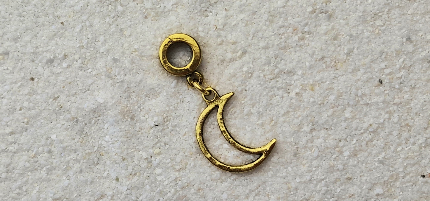 LUNA Metall Dreadschmuck / Dread Charm / Flecht Perle und Anhänger mit Mondsichel