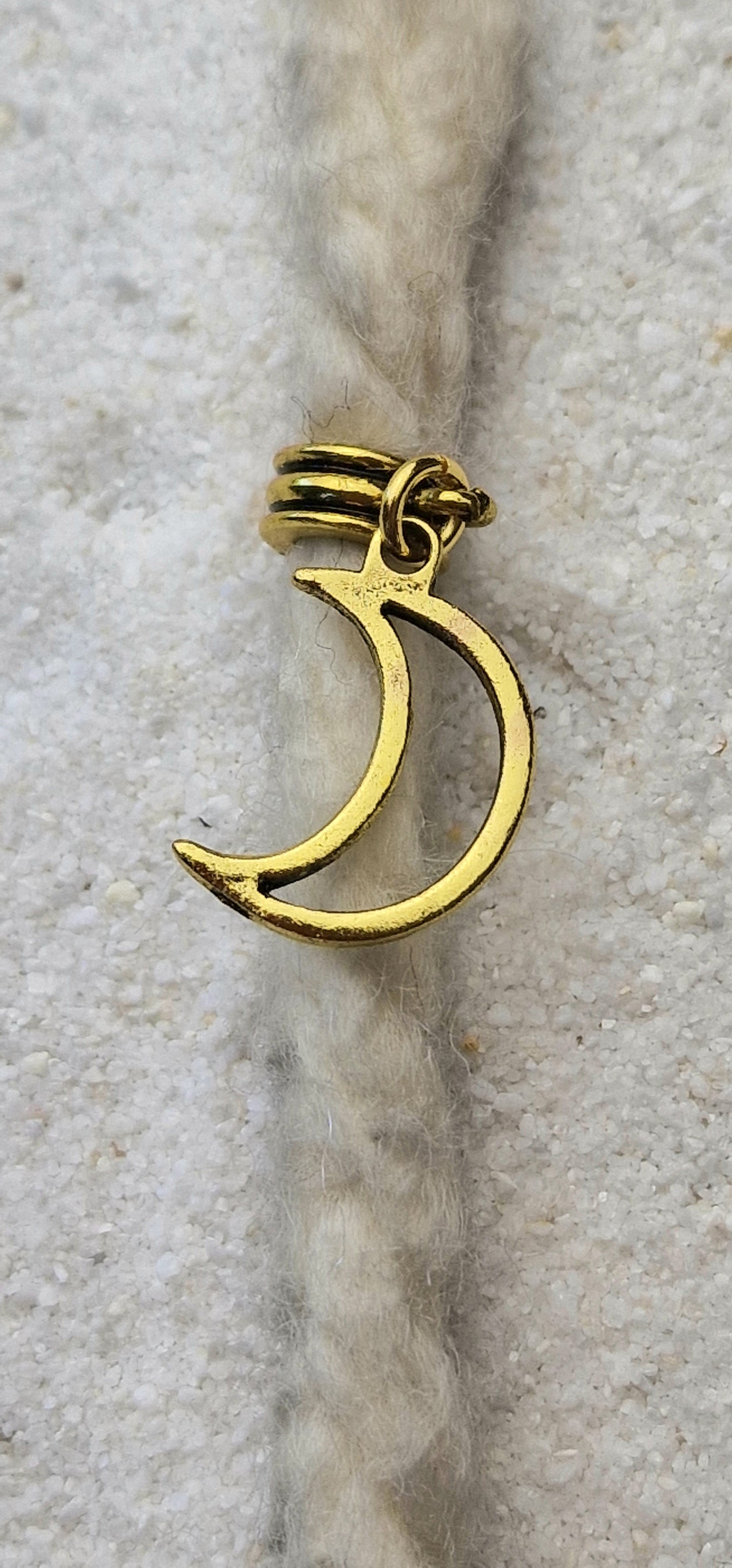 LUNA Metall Dreadschmuck / Dread Charm / Flecht Perle und Anhänger mit Mondsichel