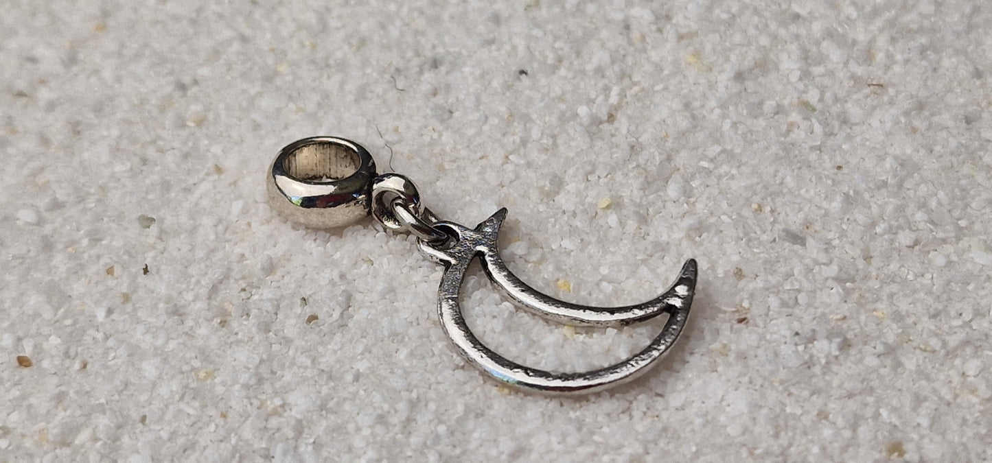 LUNA Metall Dreadschmuck / Dread Charm / Flecht Perle und Anhänger mit Mondsichel