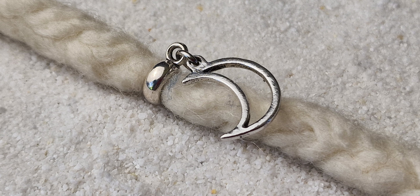 LUNA Metall Dreadschmuck / Dread Charm / Flecht Perle und Anhänger mit Mondsichel