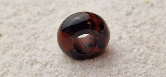 MAHAGONI OBSIDIAN Naturstein Dreadschmuck / Dread Perle / Flecht Perle aus vulkanischem Obsidian Glas