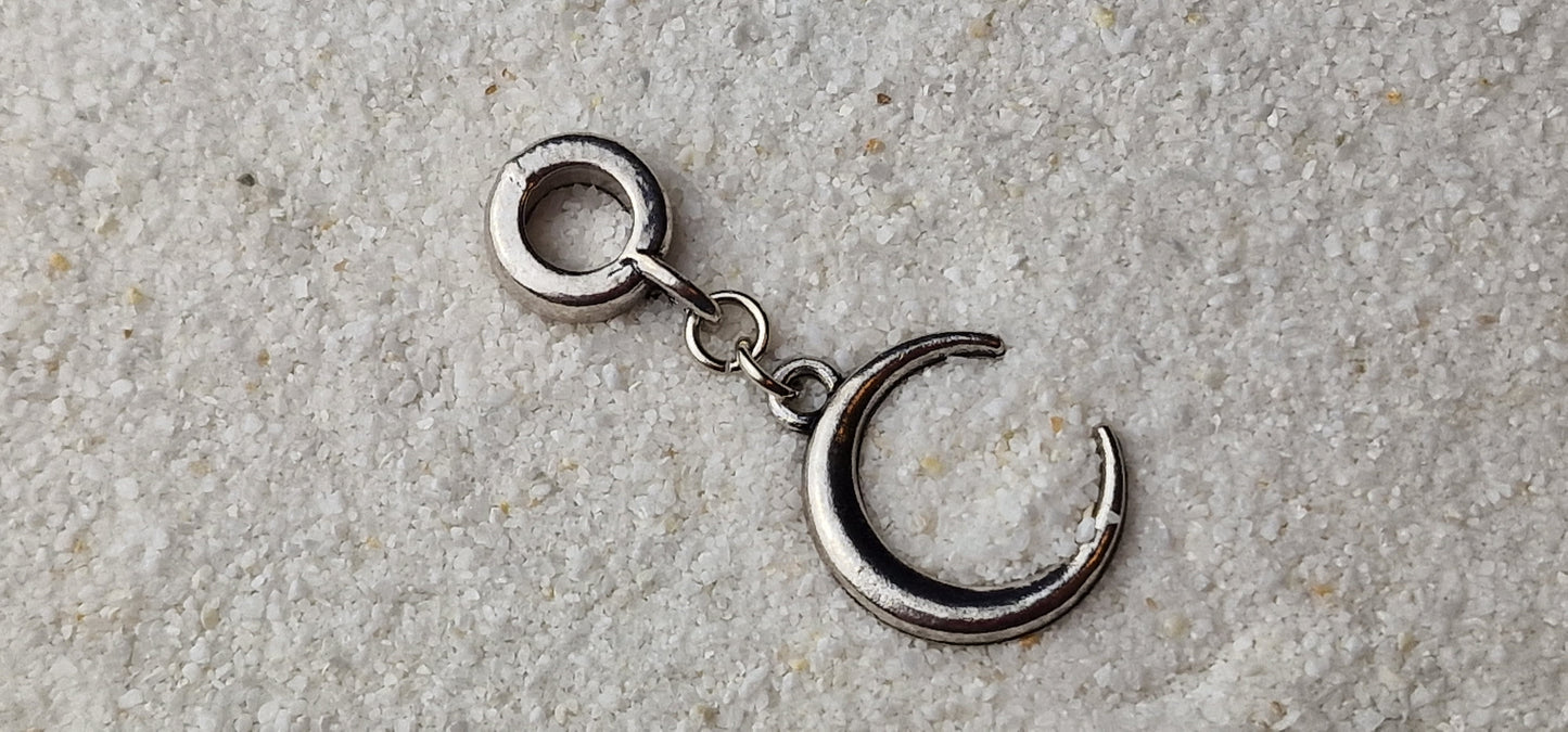 DARK MOON Metall Dreadschmuck / Dread Charm / Flecht Perle und Anhänger mit Mondsichel