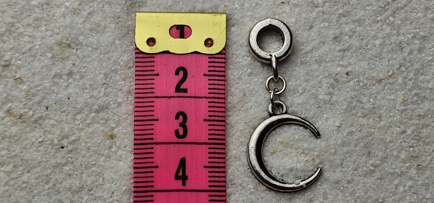 DARK MOON Metall Dreadschmuck / Dread Charm / Flecht Perle und Anhänger mit Mondsichel