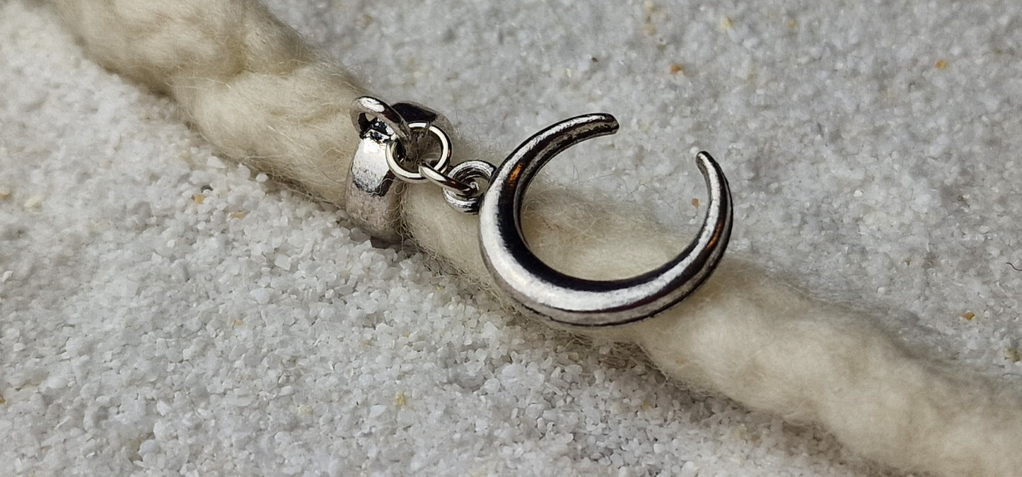 DARK MOON Metall Dreadschmuck / Dread Charm / Flecht Perle und Anhänger mit Mondsichel