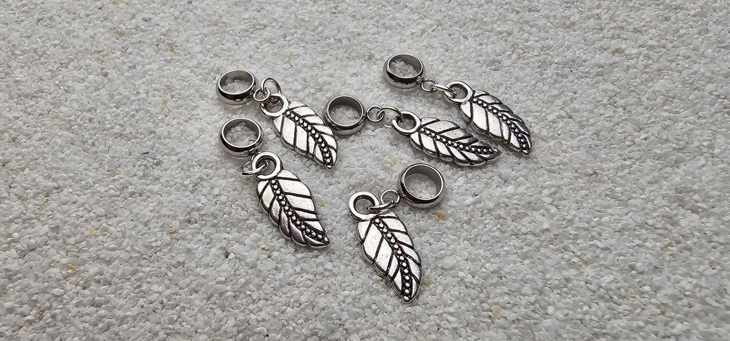 ALRAUNE Metall Dreadschmuck / Dread Charm / Flecht Perle / Dreadring mit Blättchen Anhänger, einzeln oder im Set